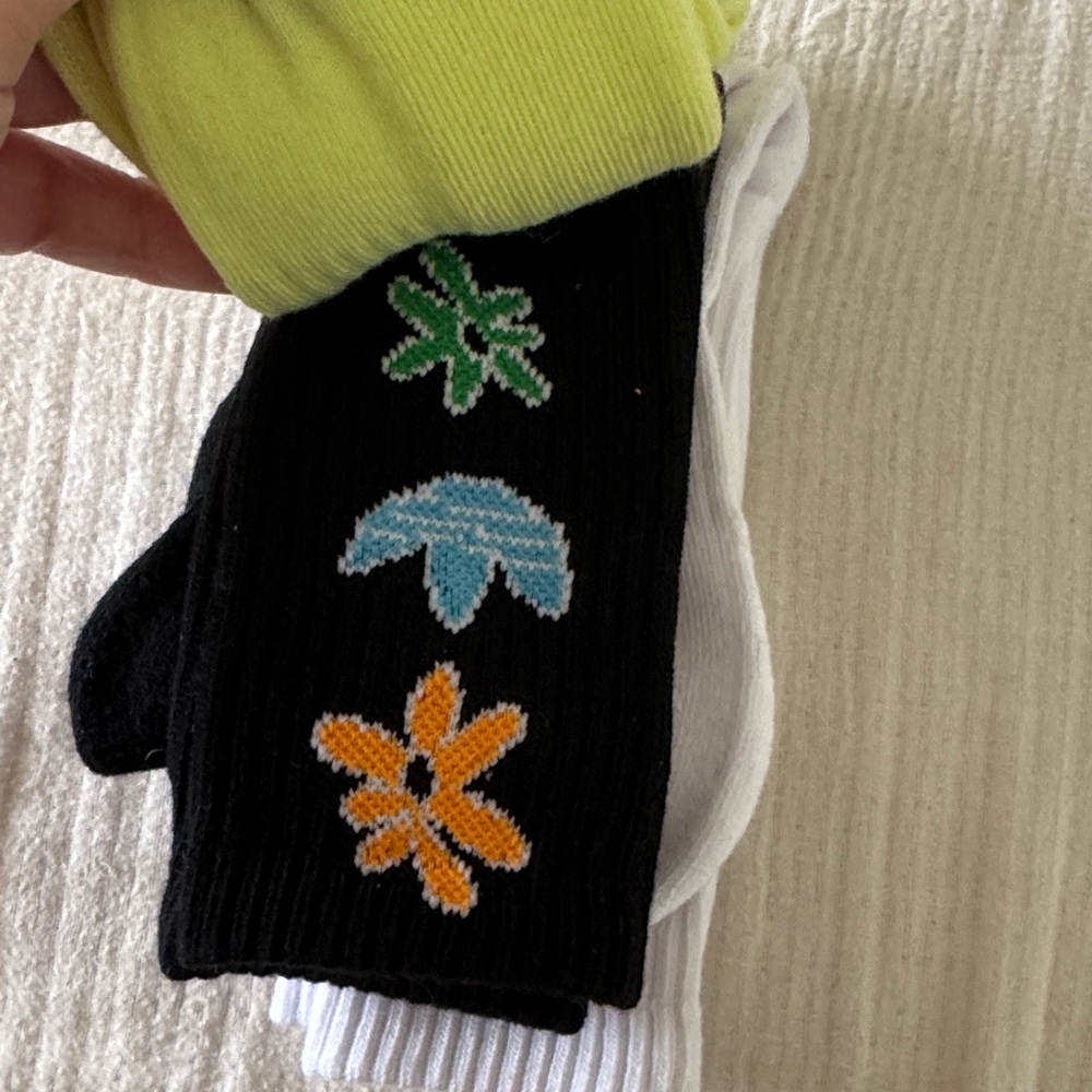 Adidas Crew Socks 3 pack with Colorful Floral Accents - Picture 4 of 7